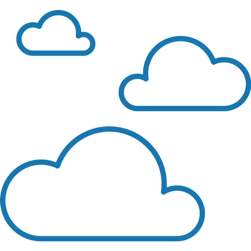 Three outlined clouds